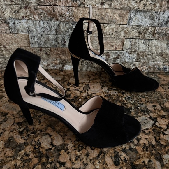 Prada Sued Ankle Strap Pump Sandals - Picture 4 of 11